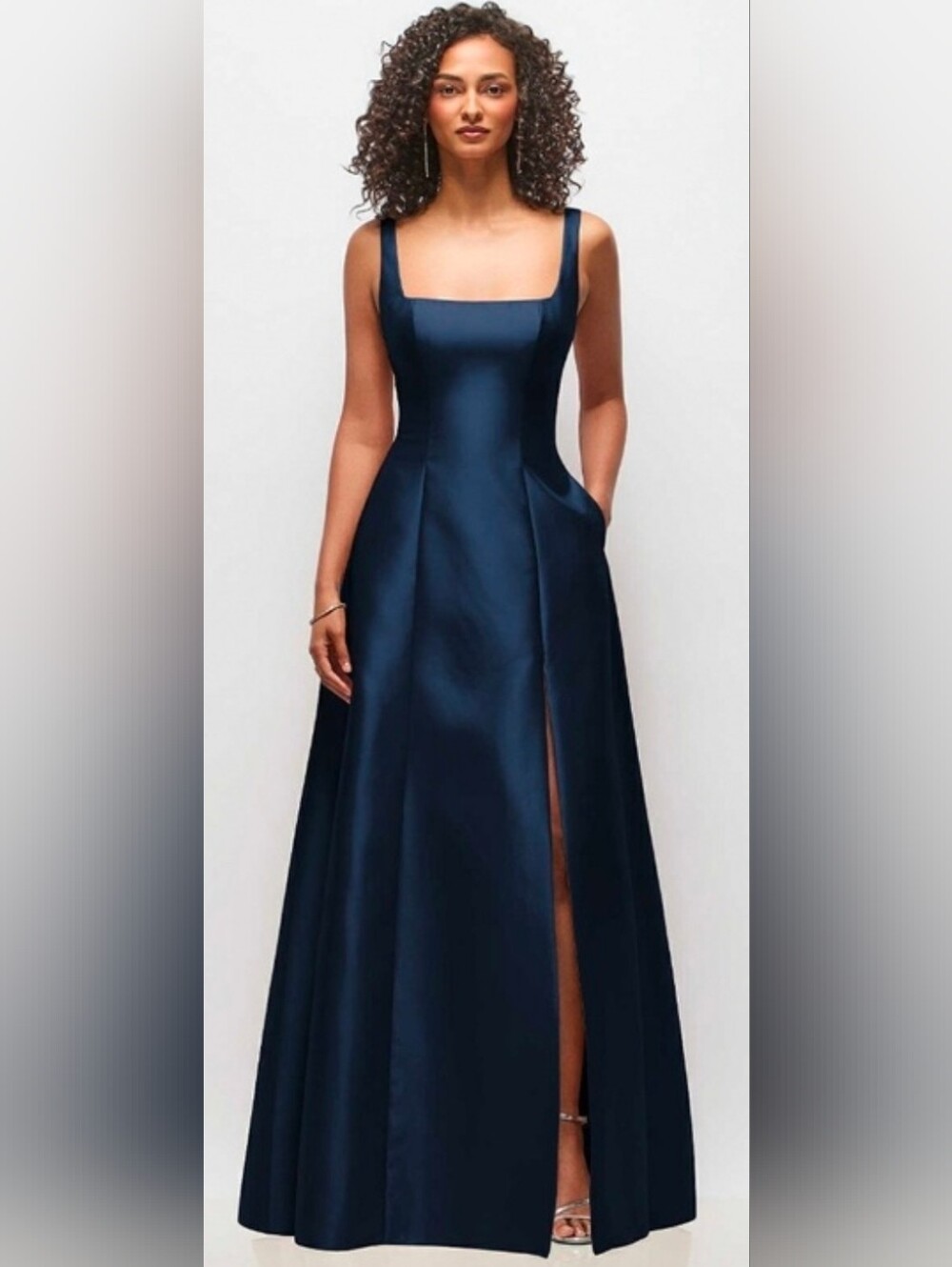 Alfred Sung NWT Midnight Navy Square Neck D826 Maxi Gown Dress Size 14